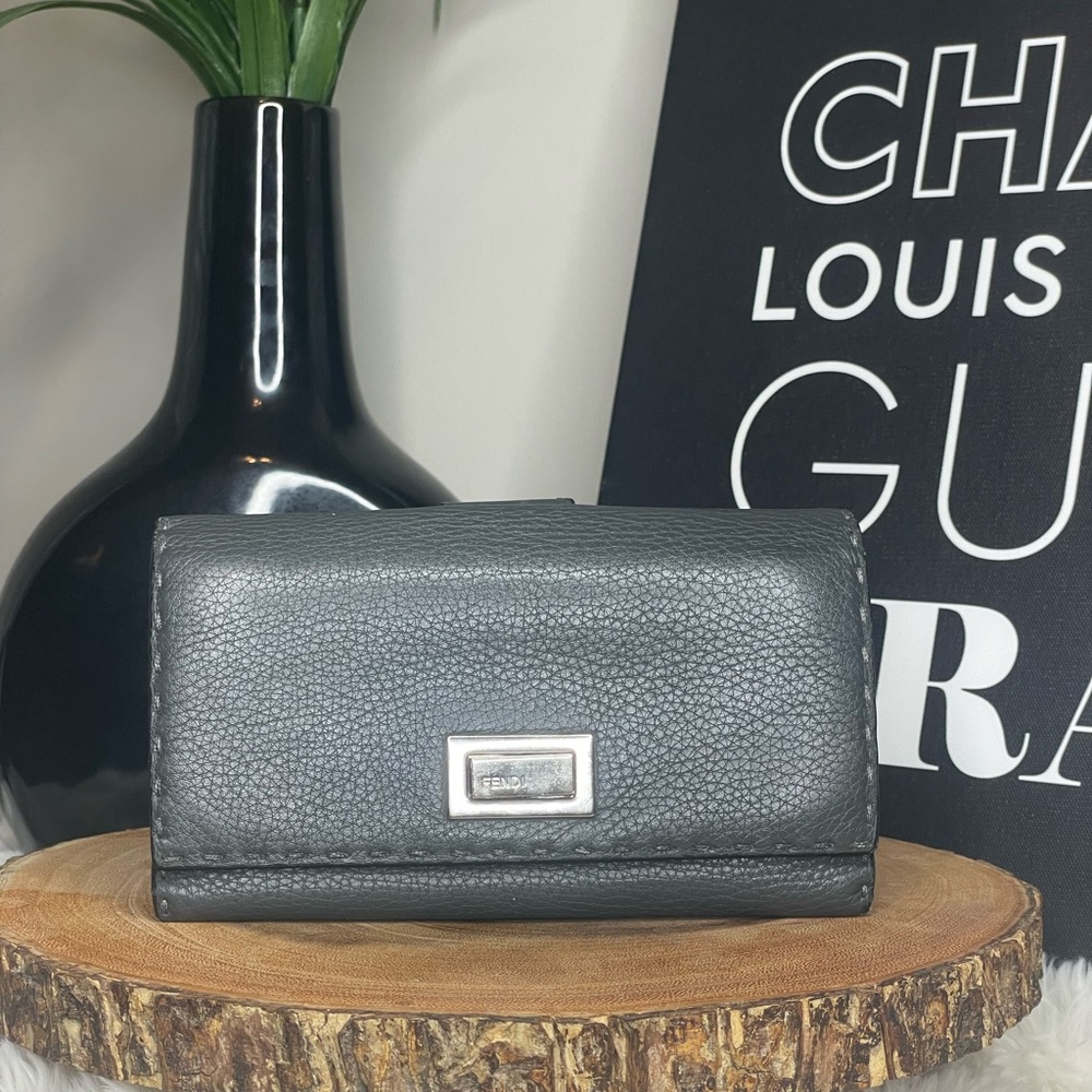 ❌SOLD❌ Fendi Charcoal Leather Wallet